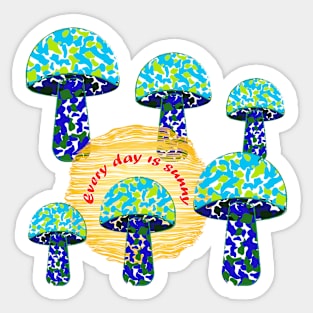 Sunny blue mushrooms Sticker